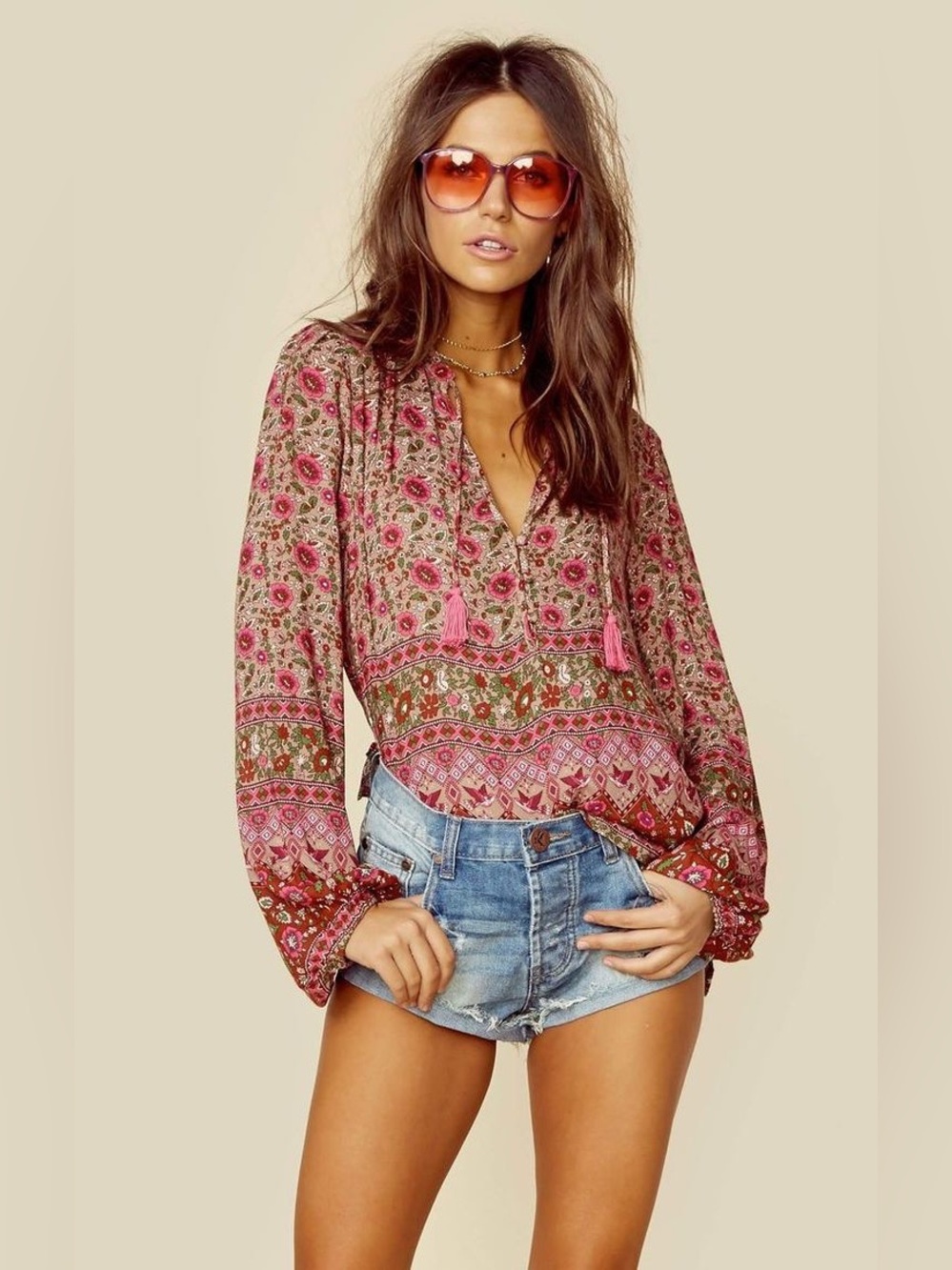 Spell Kombi Spice Blouse Balloon Sleeves Size XL